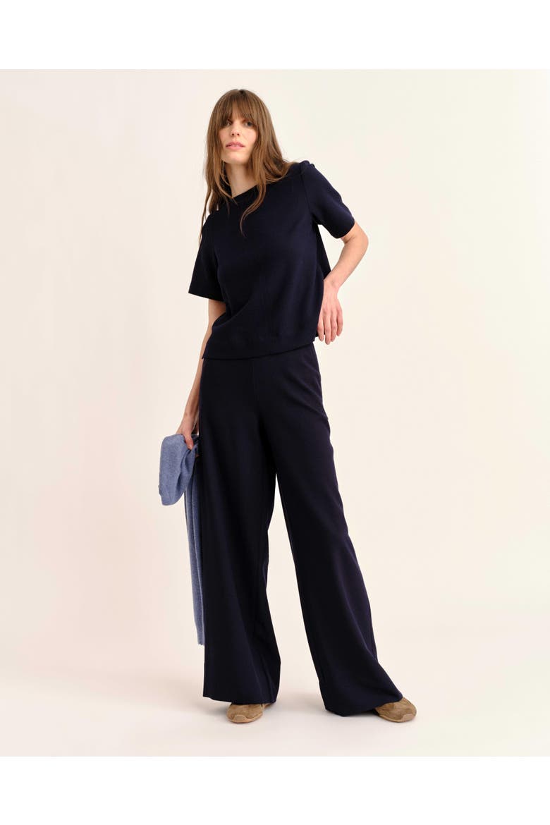 Chloe Pebbled Crepe Top, Alternate, color, Dark Navy