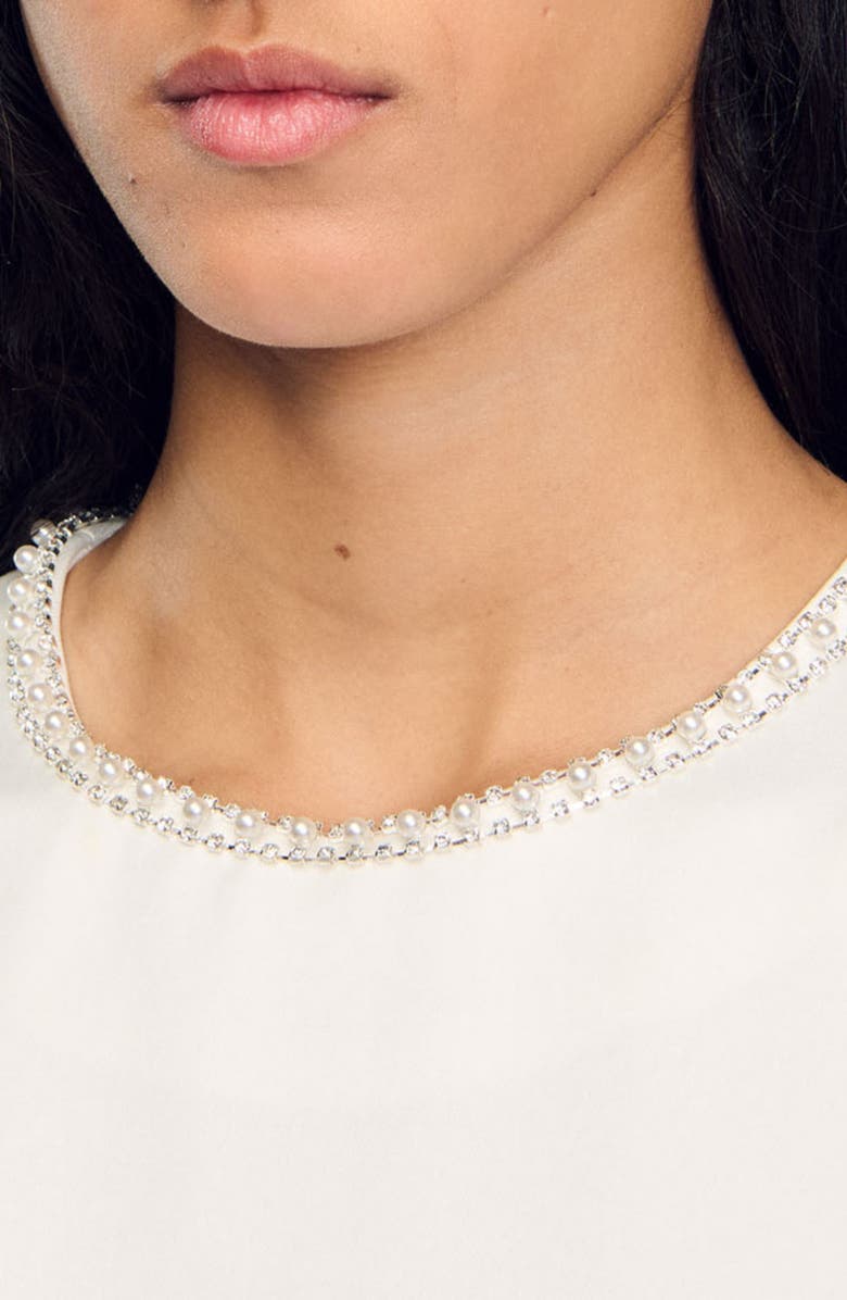 SANDRO Short satin-effect beaded dress, Alternate, color,