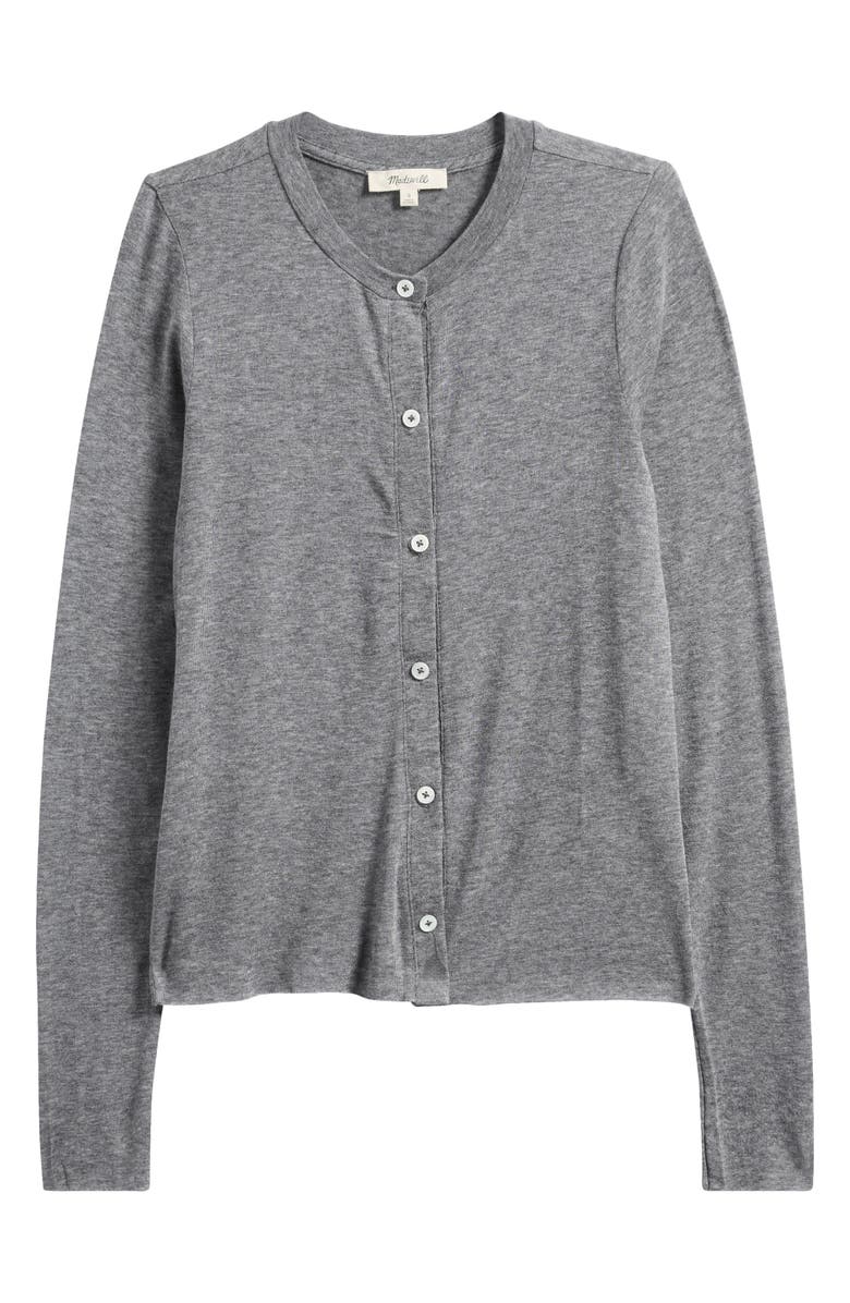 Madewell Crewneck Cardigan, Alternate, color, Heather Coal