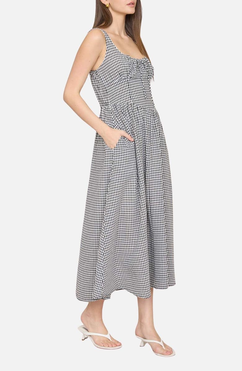 Blu Pepper Gingham Fit & Flare Midi Dress, Alternate, color, Black