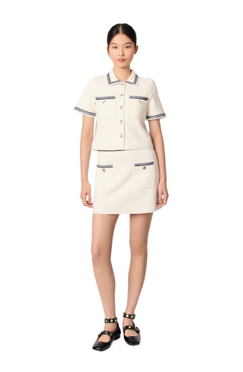 Cropped contrasting trim cardigan