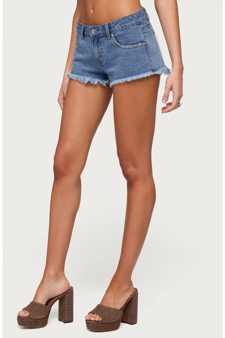 Cutoff Denim Shorts, Alternate, color, BLUE-WASHED
