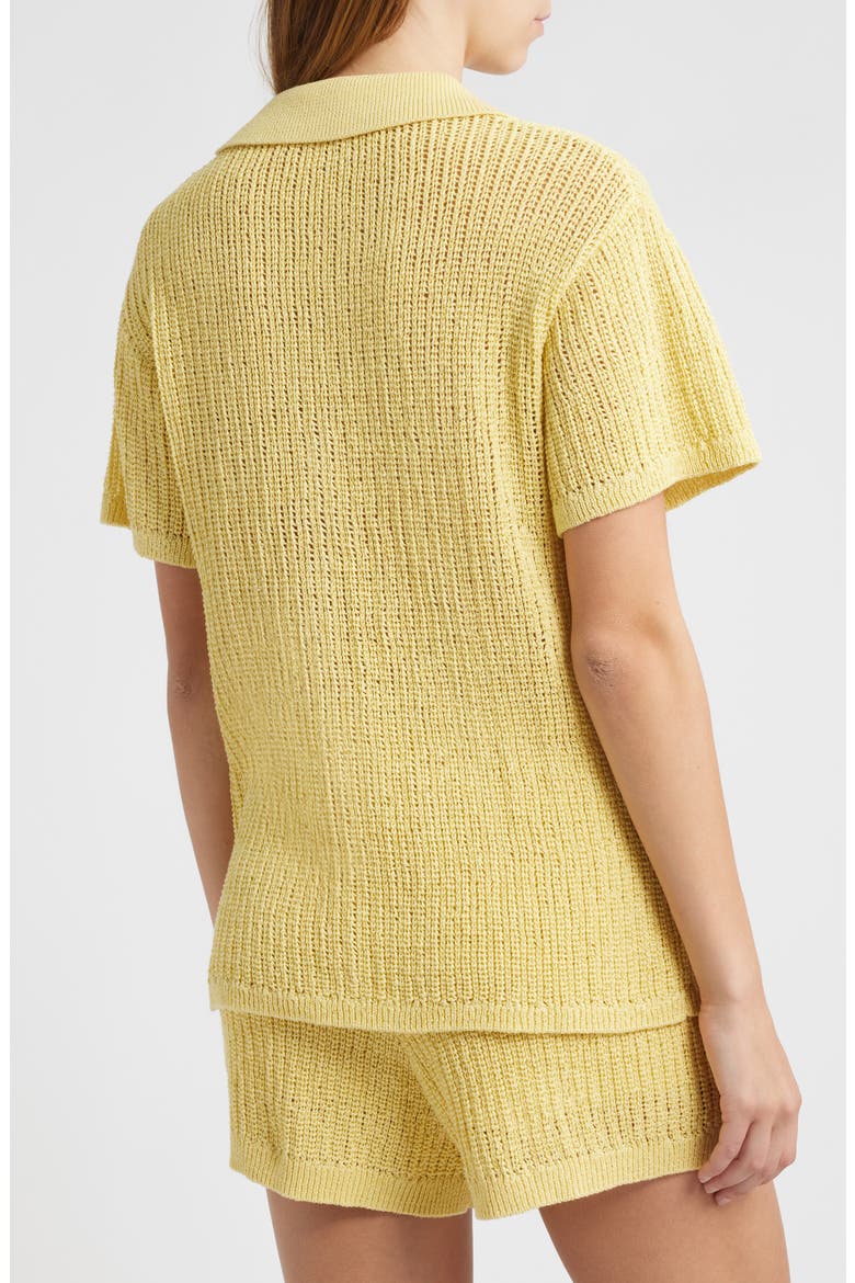 Sunny Open Stitch Button-Up Sweater, Alternate, color, GOLDEN YELLOW