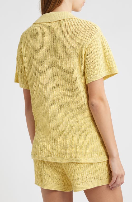 Wayf Sunny Open Stitch Button-up Sweater In Yellow