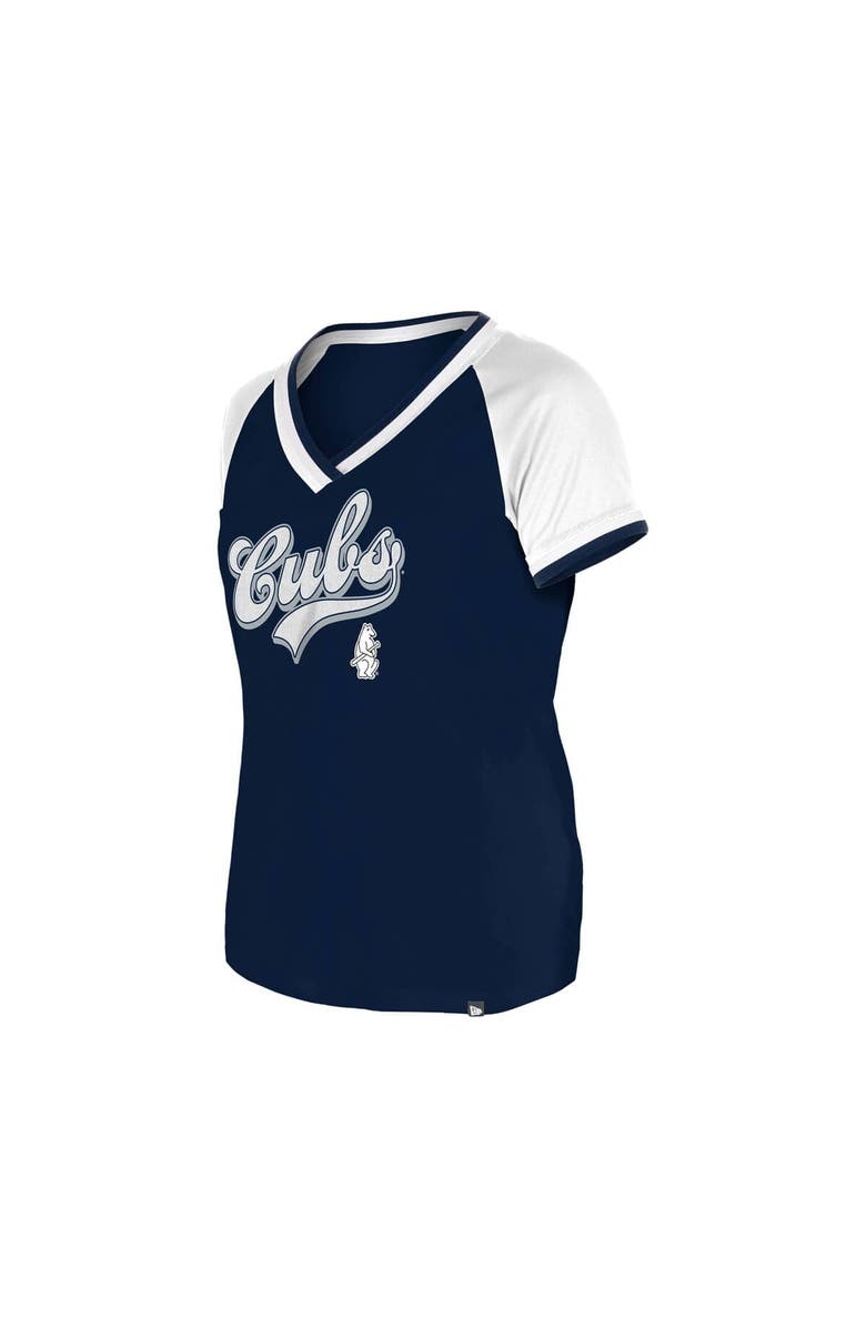 New Era Women's New Era Navy Chicago Cubs Gameday Raglan V-Neck T-Shirt, Alternate, color, Navy