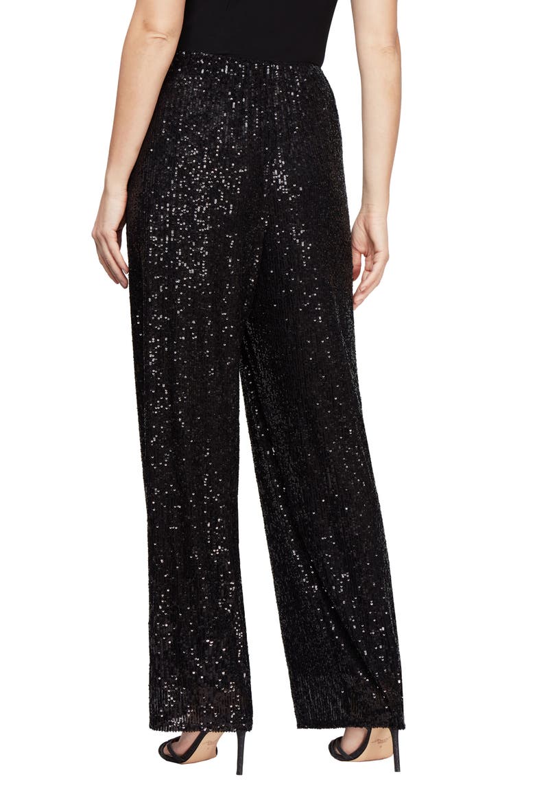 Sequin Straight Leg Pants, Alternate, color, BLACK