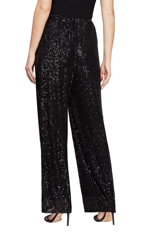 Alex Evenings Sequin Lace Wide Leg Pants In Black