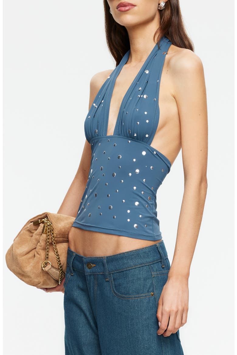 Safari Stud Halter Crop Top, Alternate, color, SLATE
