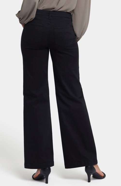 Nydj Plus Womens Stretch Denim Wide Leg Jeans In Black