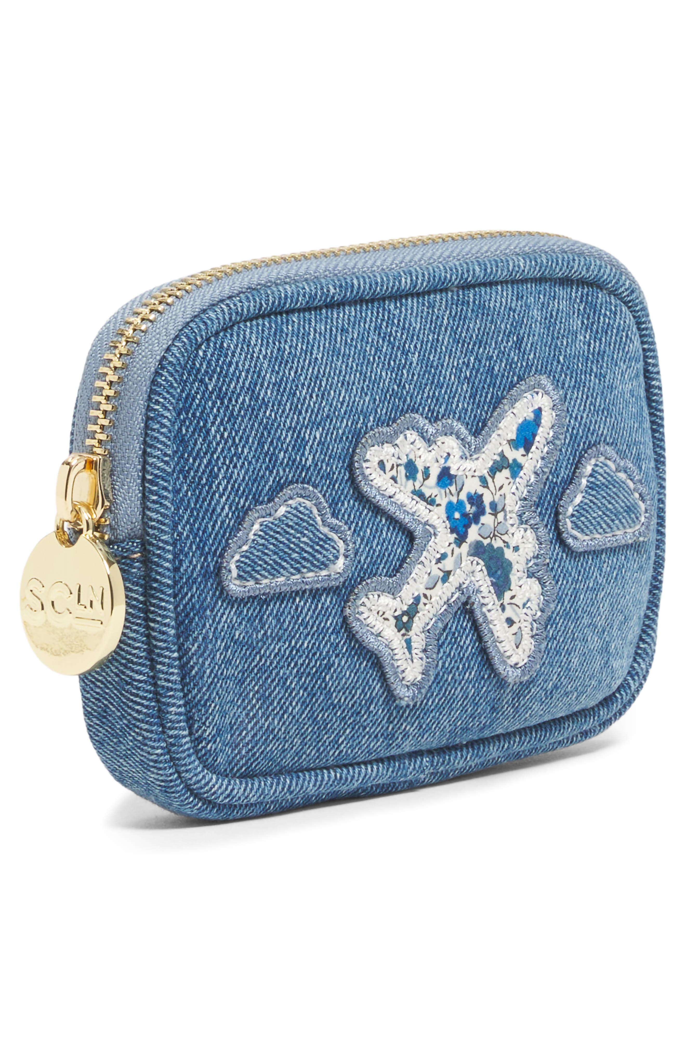 Airplane Patch Micro Pouch, Alternate, color, MEDIUM WASH DENIM