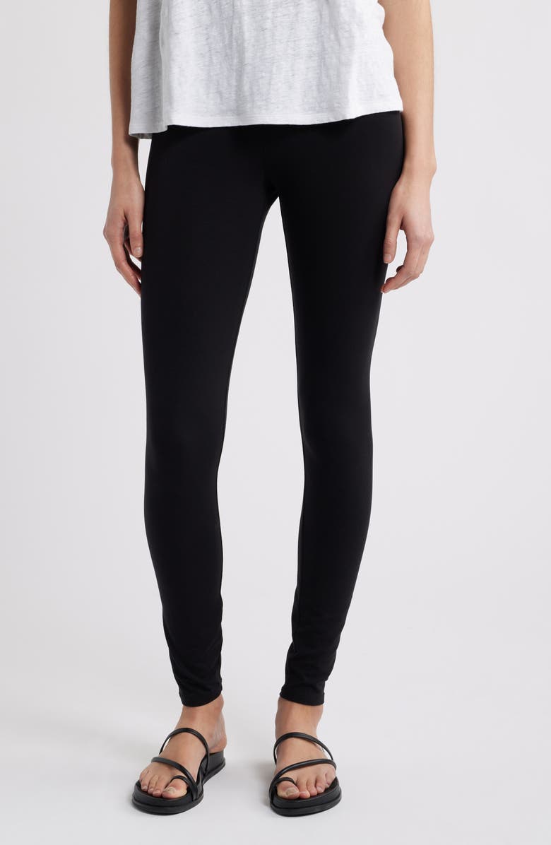 Eileen Fisher High Waist Ankle Leggings, Main, color, Black