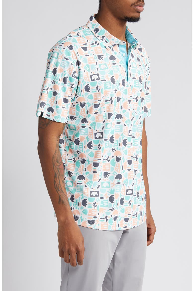 Maddox Doodle Pattern Golf Polo, Alternate, color, CACTUS