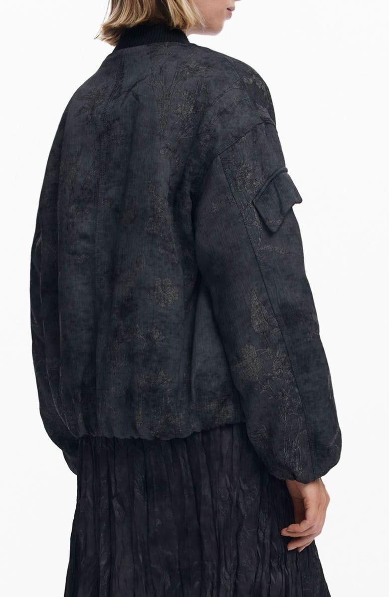 Desigual Embroidered Bomber Jacket, Alternate, color, Black