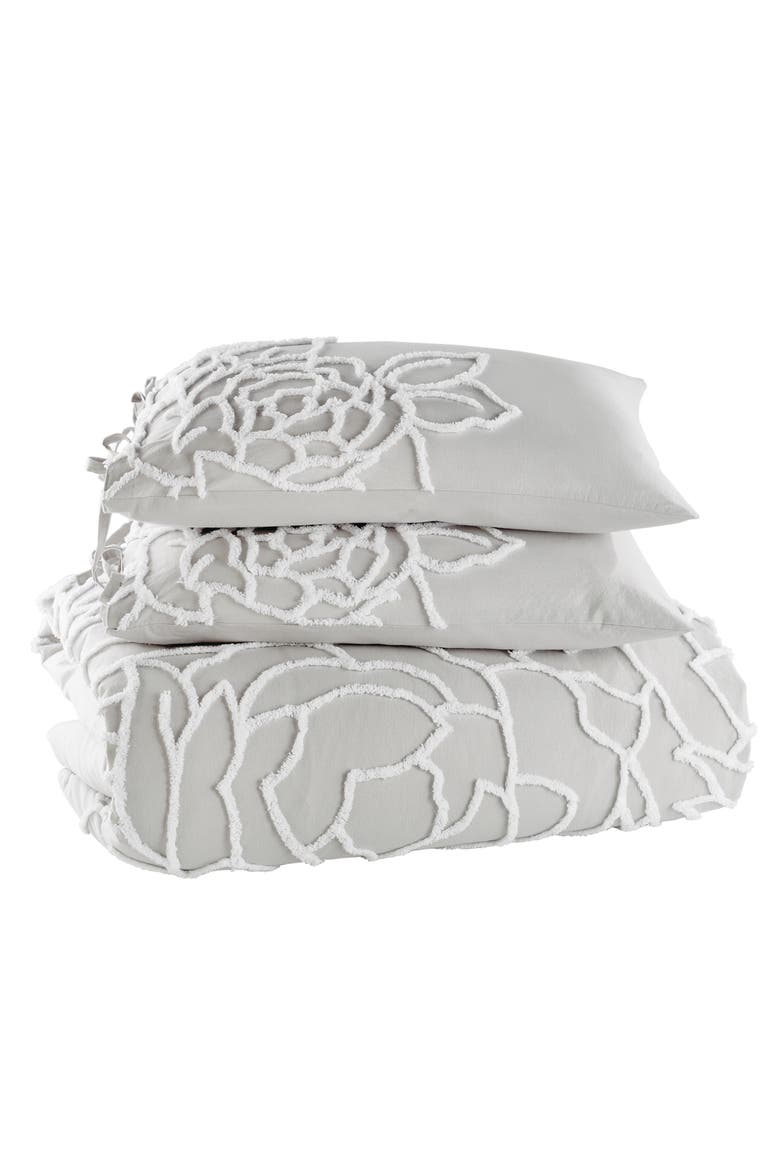 Chenille Rose Comforter & Sham Set, Alternate, color, GREY