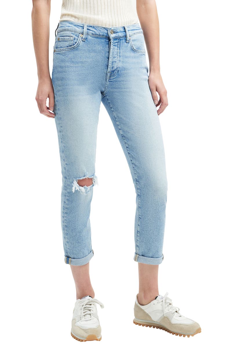 7 For All Mankind Josefina Ripped Crop Straight Leg Jeans, Main, color, 