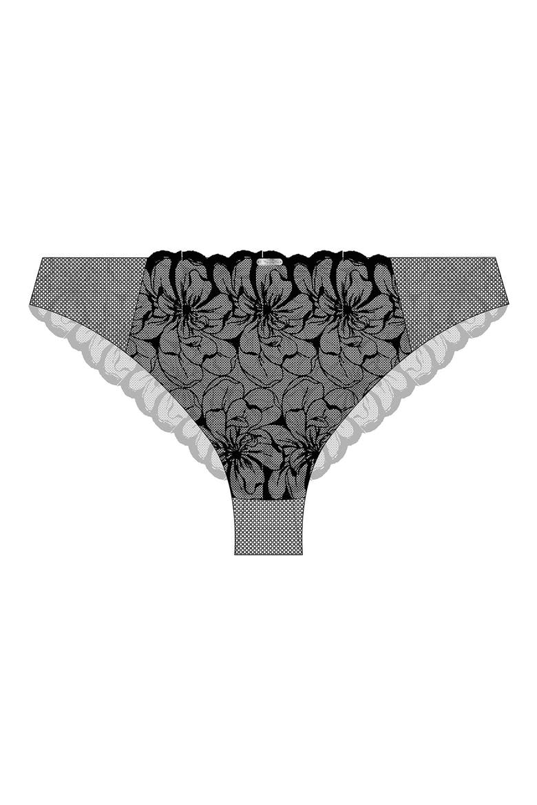 Fleurs Thong, Alternate, color, BLACK