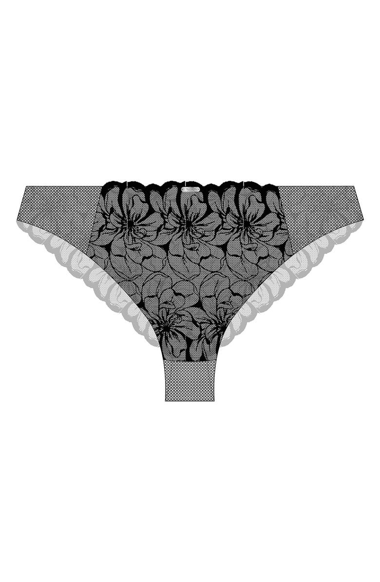 Chantelle Lingerie Fleurs Thong, Alternate, color, Black