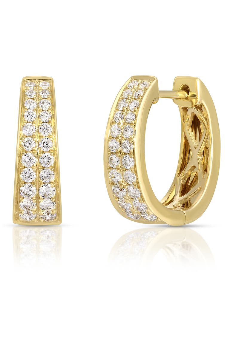 18k Gold Diamond Huggie Hoop Earrings, Main, color, 18K YELLOW GOLD