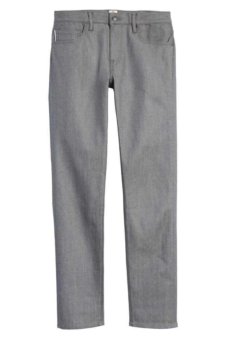 Pen Slim 10.5-Ounce Stretch Selvedge Denim Jeans, Alternate, color, GRAY RAW
