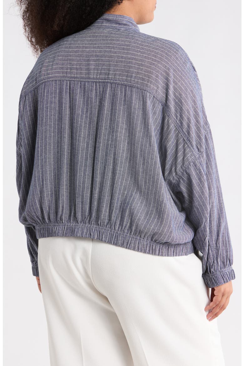 Stripe Button Front Jacket, Alternate, color, NAVY/ WHITE PIN STRIPE