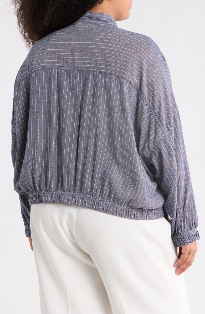MAX STUDIO Stripe Button Front Jacket, Alternate, color, Navy/ White Pin Stripe