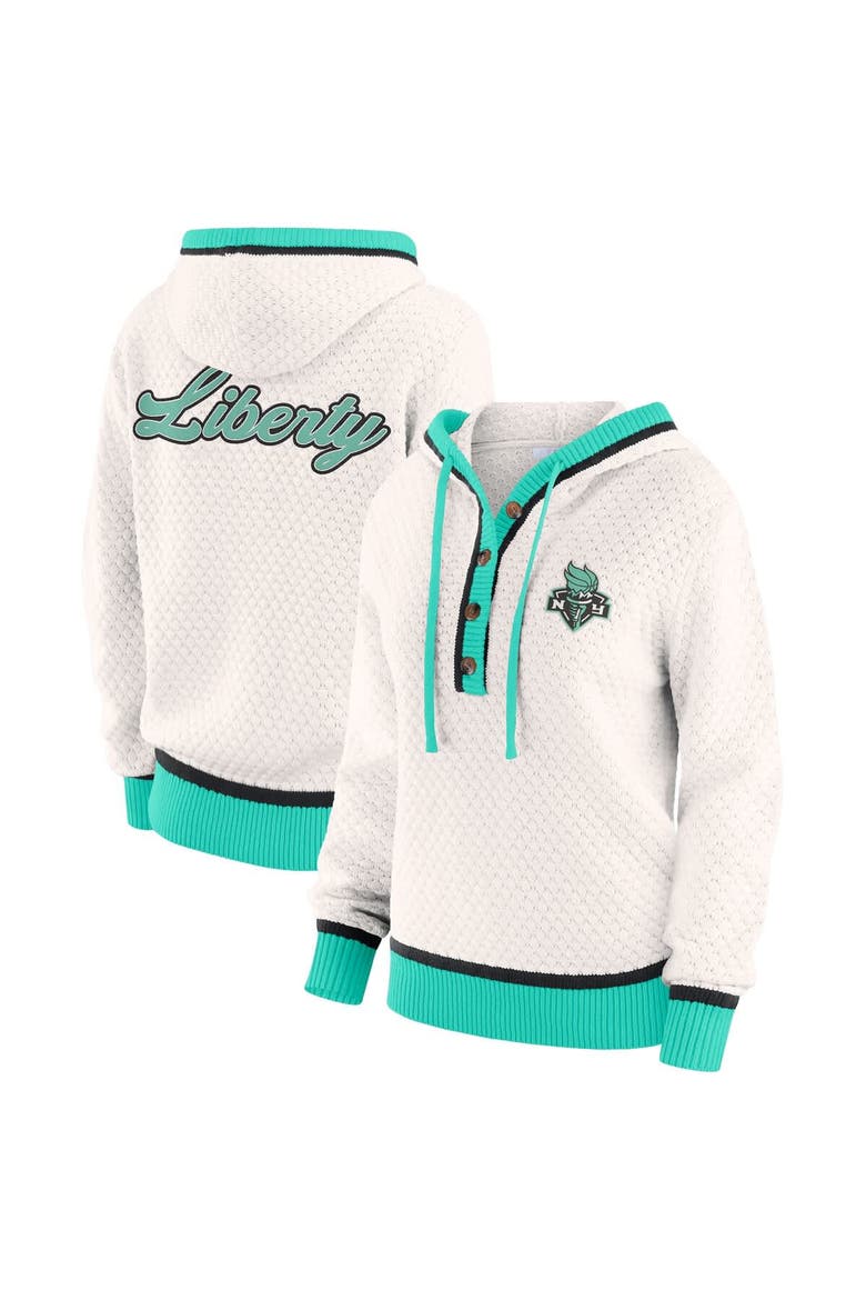 Women's WEAR by Erin Andrews  Cream New York Liberty Hooded Sweater, Main, color, Cream