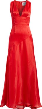 Sonya Moda Alma Plunge Bias Cut Silk Organza Gown