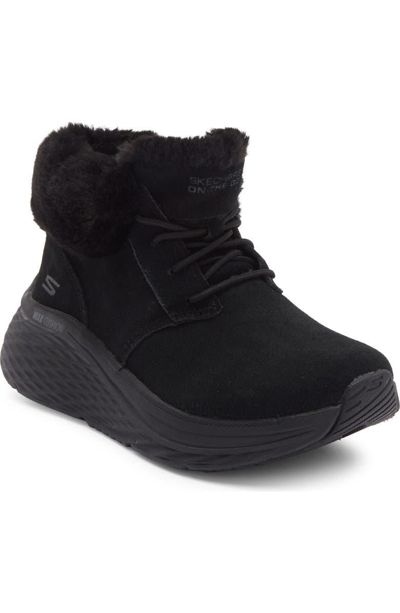 SKECHERS Max Cushioning Elite 2.0 Faux Fur Trim Boot, Main, color, Black