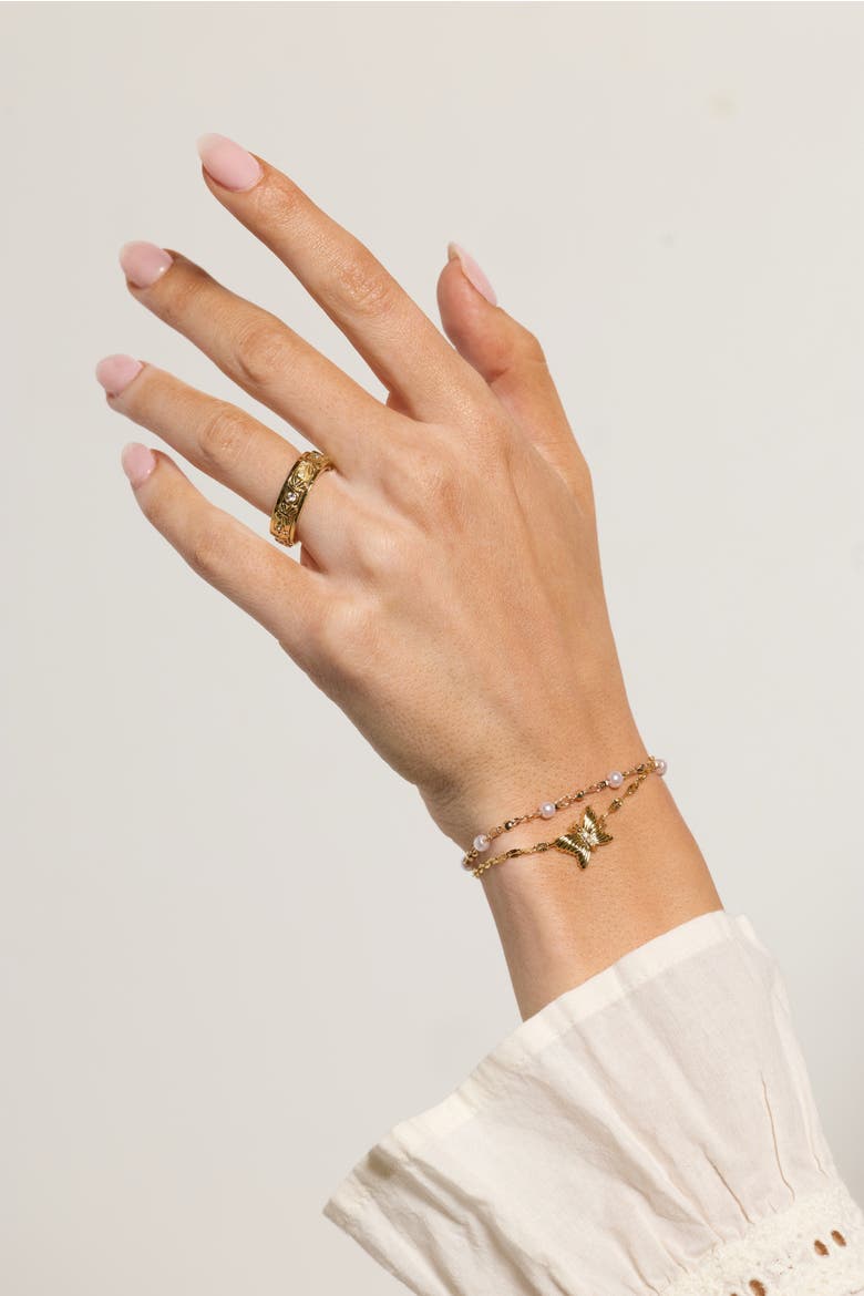 Festival 2 strand Butterfly bracelet, Alternate, color, Gold