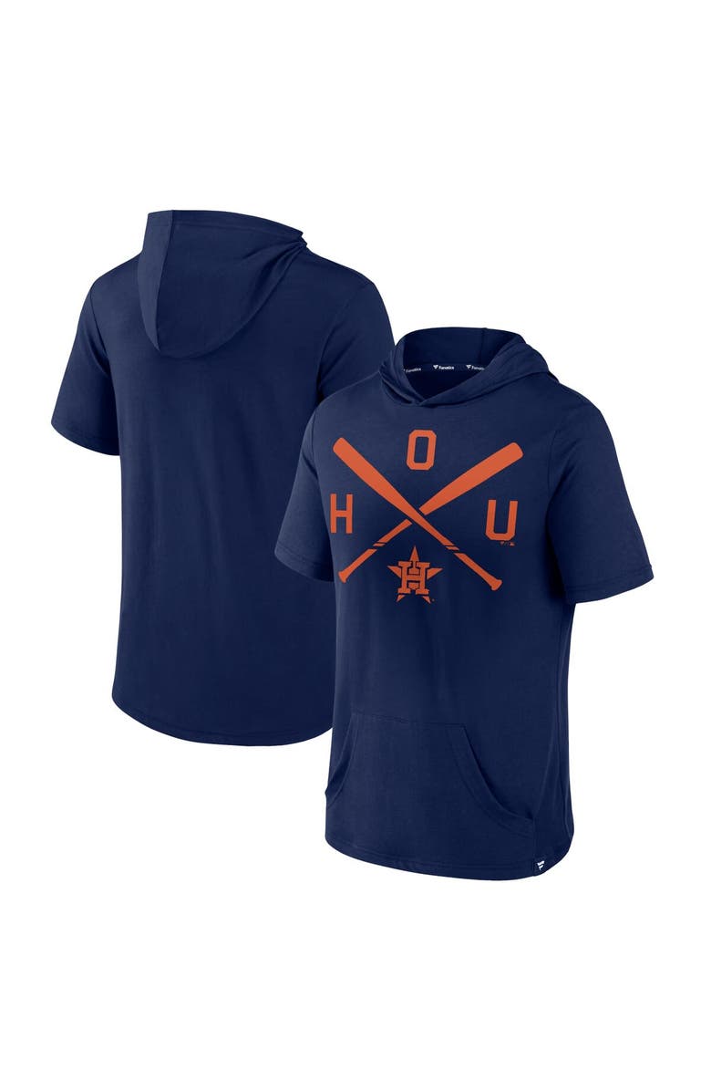FANATICS Men's Fanatics Branded Navy Houston Astros Iconic Rebel Short Sleeve Pullover Hoodie, Main, color,