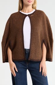 KARL LAGERFELD PARIS Knit Tweed Cape Shawl