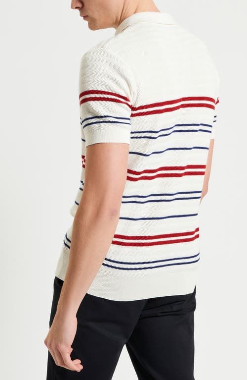 Ben Sherman Herringbone Stripe Polo In Ivory