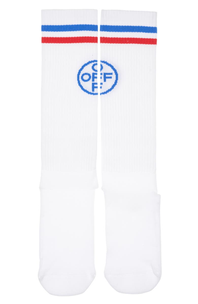 Off-White Long Cross Off Socks, Main, color, White Blue