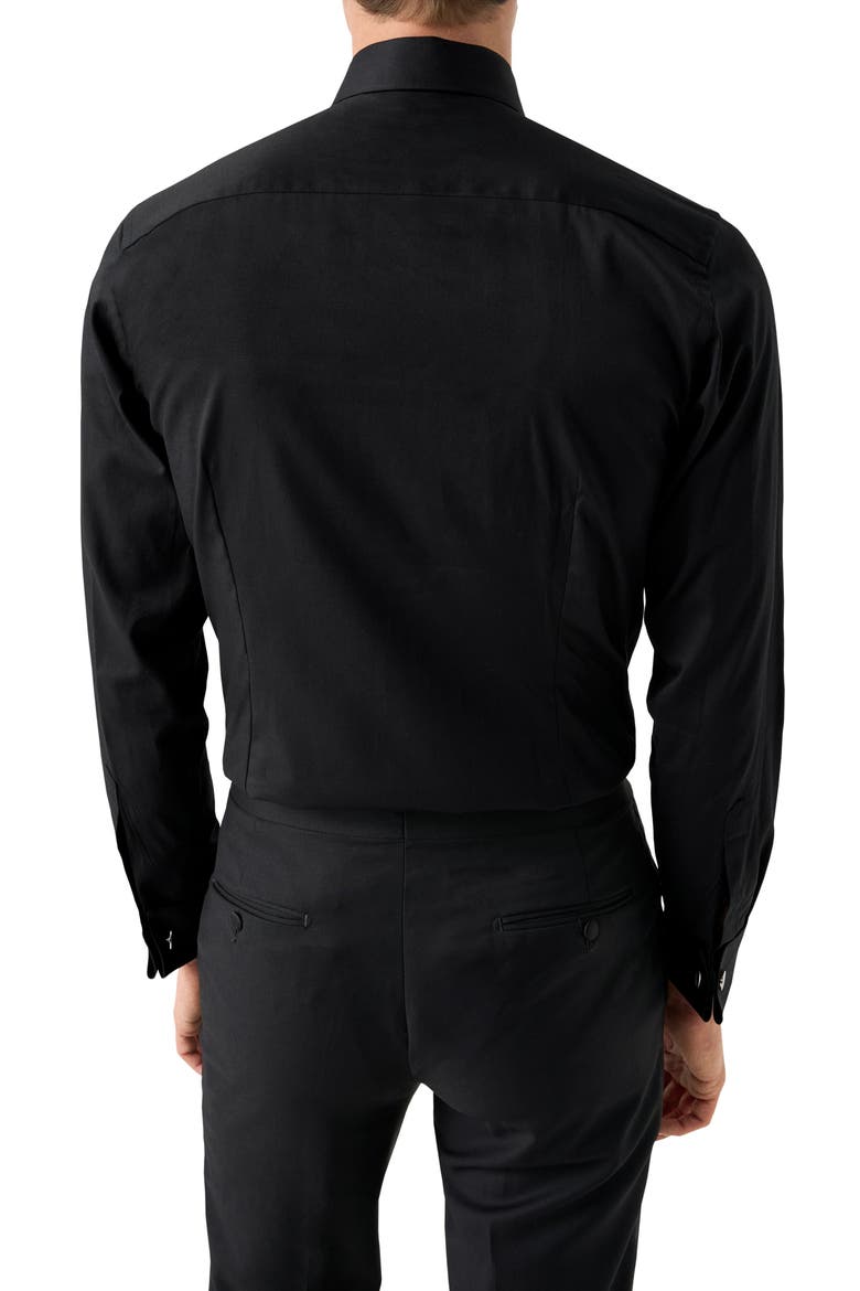 Contemporary Fit Striped Bib Tuxedo Shirt, Alternate, color, BLACK