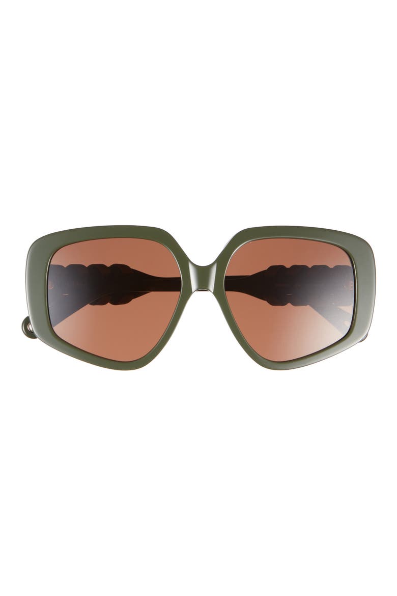 Geometric Sunglasses, Main, color, GREEN GREEN BROWN