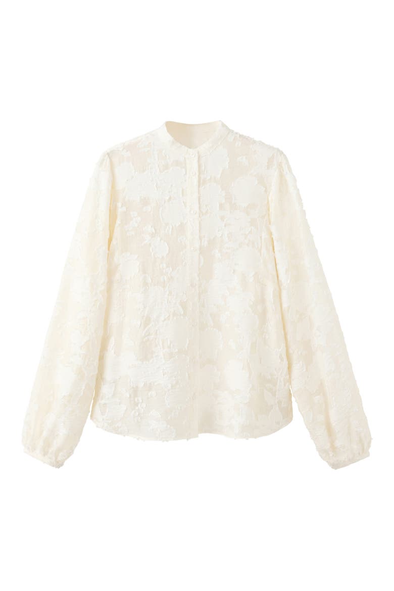 Vivi Tonal Jacquard Top, Alternate, color, OFF WHITE