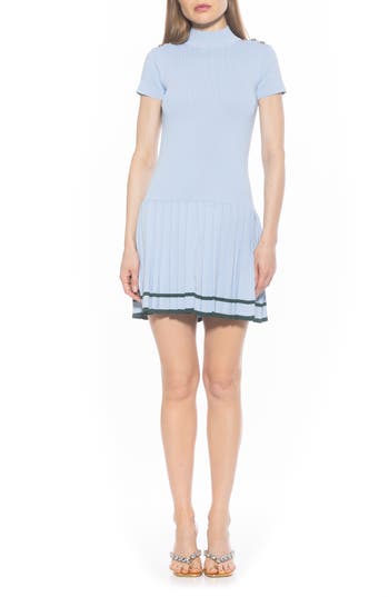Alexia Admor Devika Pleated Knit Dress In Halogen Blue
