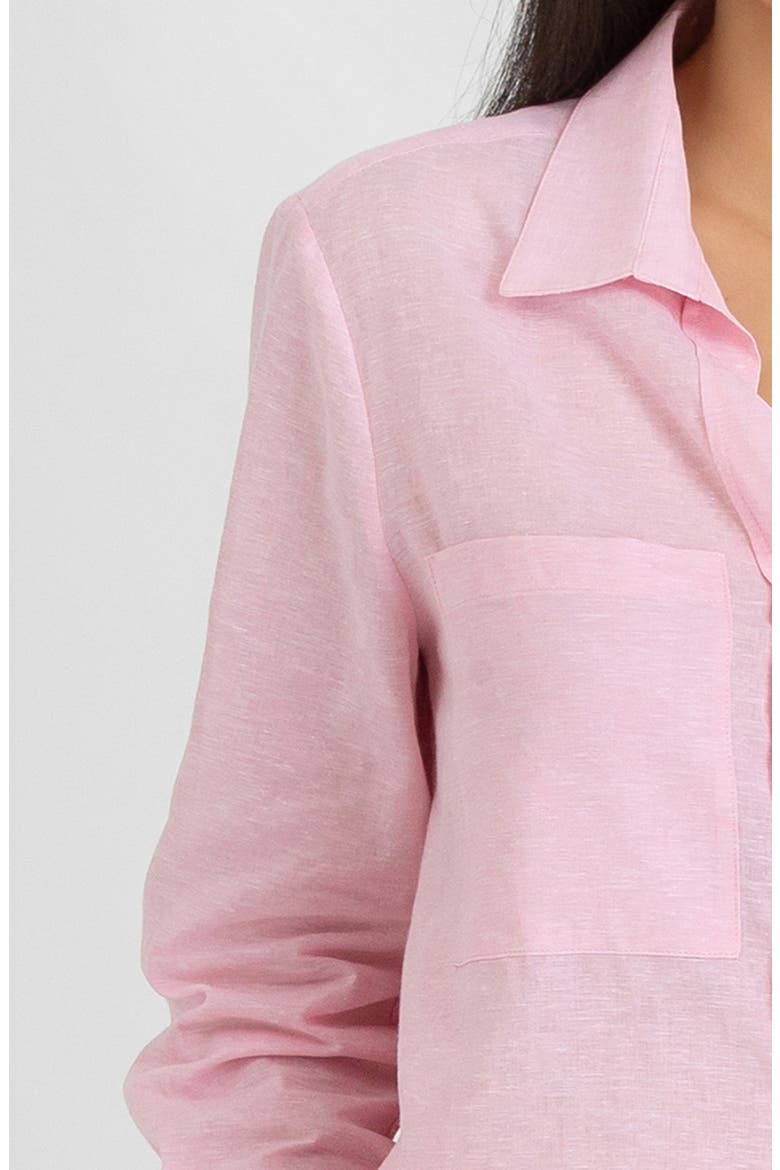 Linen & Cotton Maternity Button-Up Shirt, Alternate, color, PINK