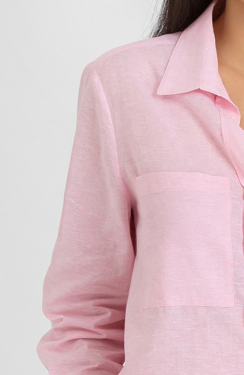 PIETRO BRUNELLI MATERNITY Linen & Cotton Maternity Button-Up Shirt, Alternate, color, Pink