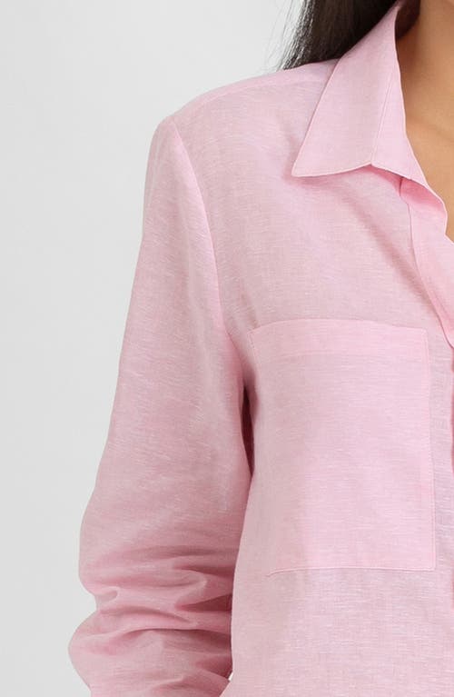Pietro Brunelli Maternity Linen & Cotton Maternity Button-up Shirt In Pink
