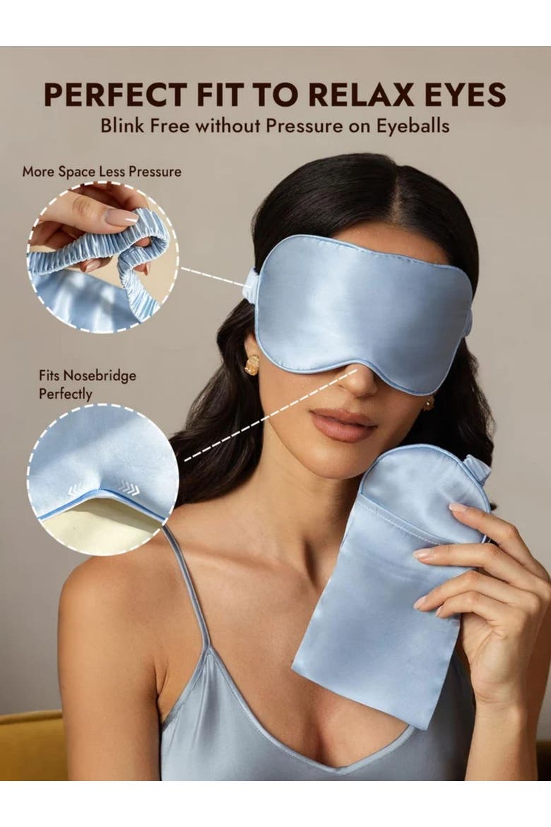Silk Eye Mask And Envelope Pouch, Alternate, color, Light Blue