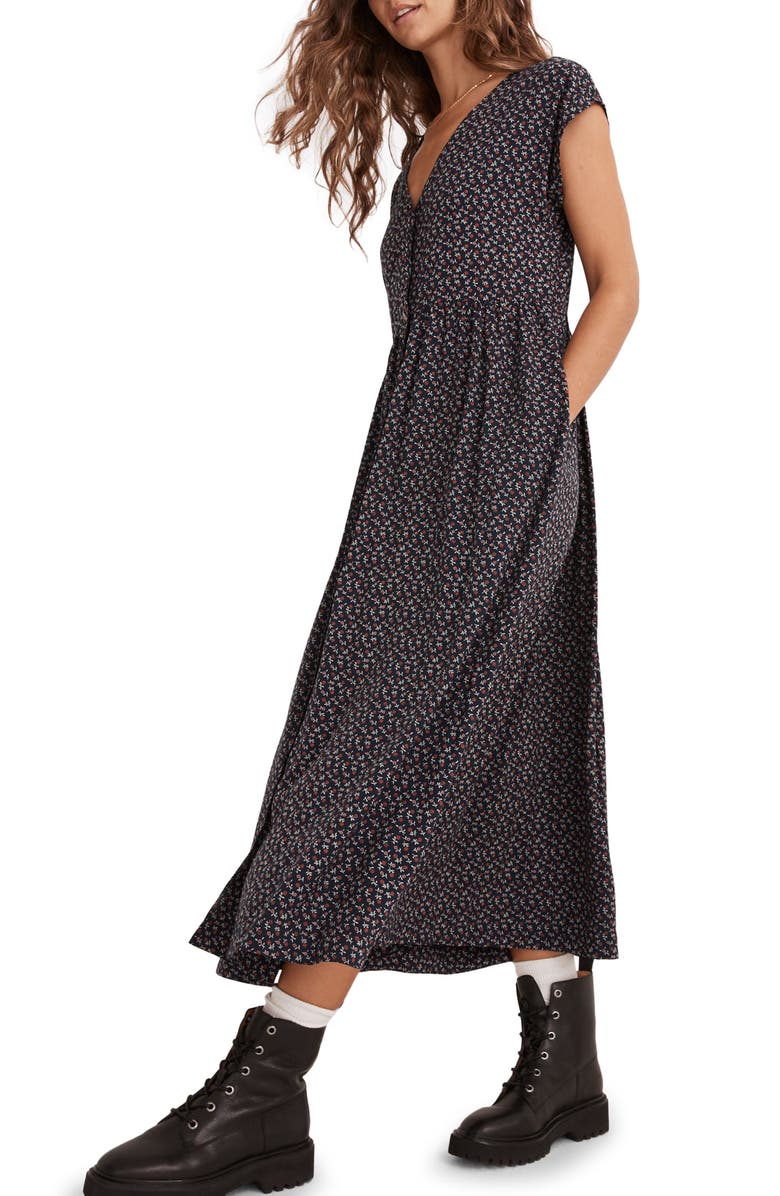 Madewell Challis Button Front Midi Dress, Alternate, color,