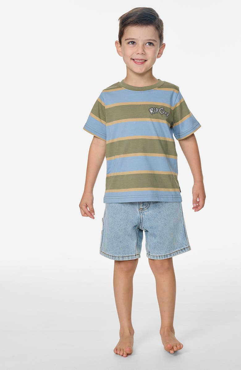 Rip Curl Kids' Ride the Wave Stripe Cotton T-Shirt, Alternate, color, Faded Denim