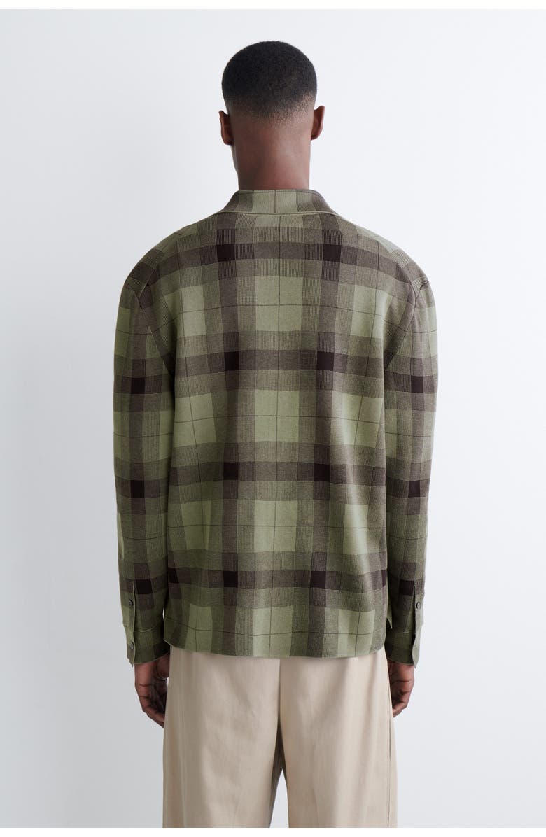 COS Relaxed Knitted Cotton Shirt, Alternate, color, Khaki / Checked