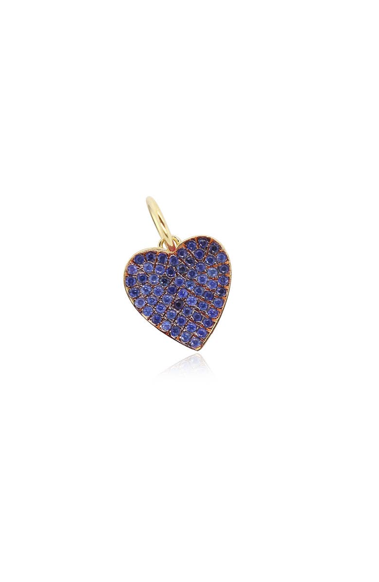 The Lovery Fine Jewelry Blue Sapphire Pave Heart Charm, Main, color, Blue Sapphire