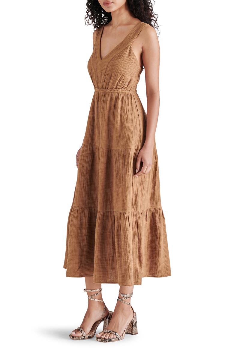 Amira Tiered Cotton Midi Dress, Alternate, color, TOAST