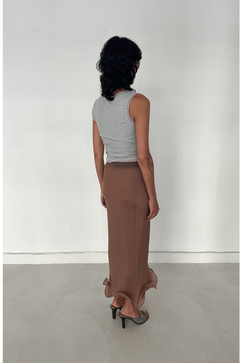 Ariel Frilled Hem Skirt, Alternate, color, Camel