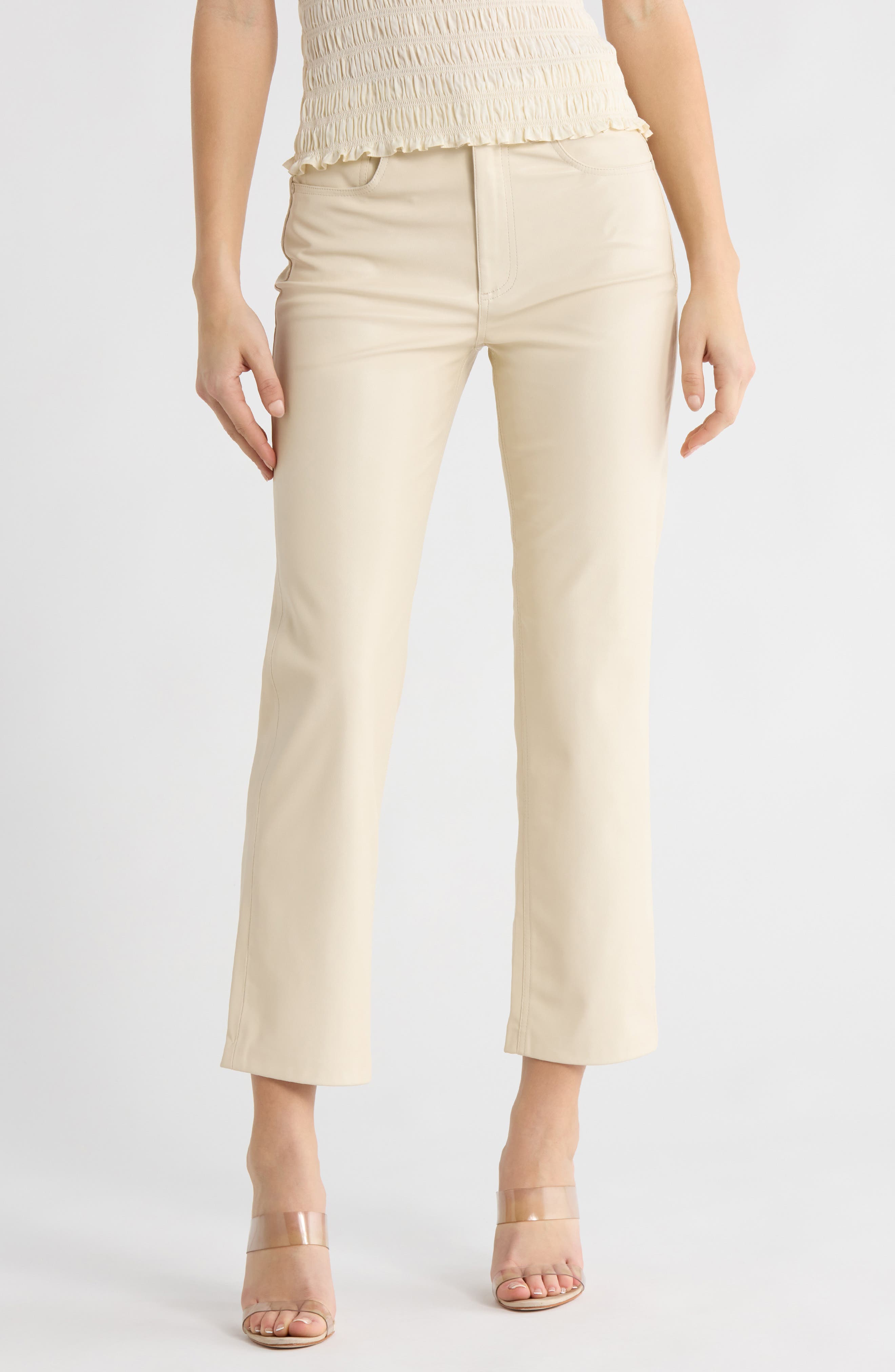 AG High Waist Crop Straight Leg Faux Leather Pants