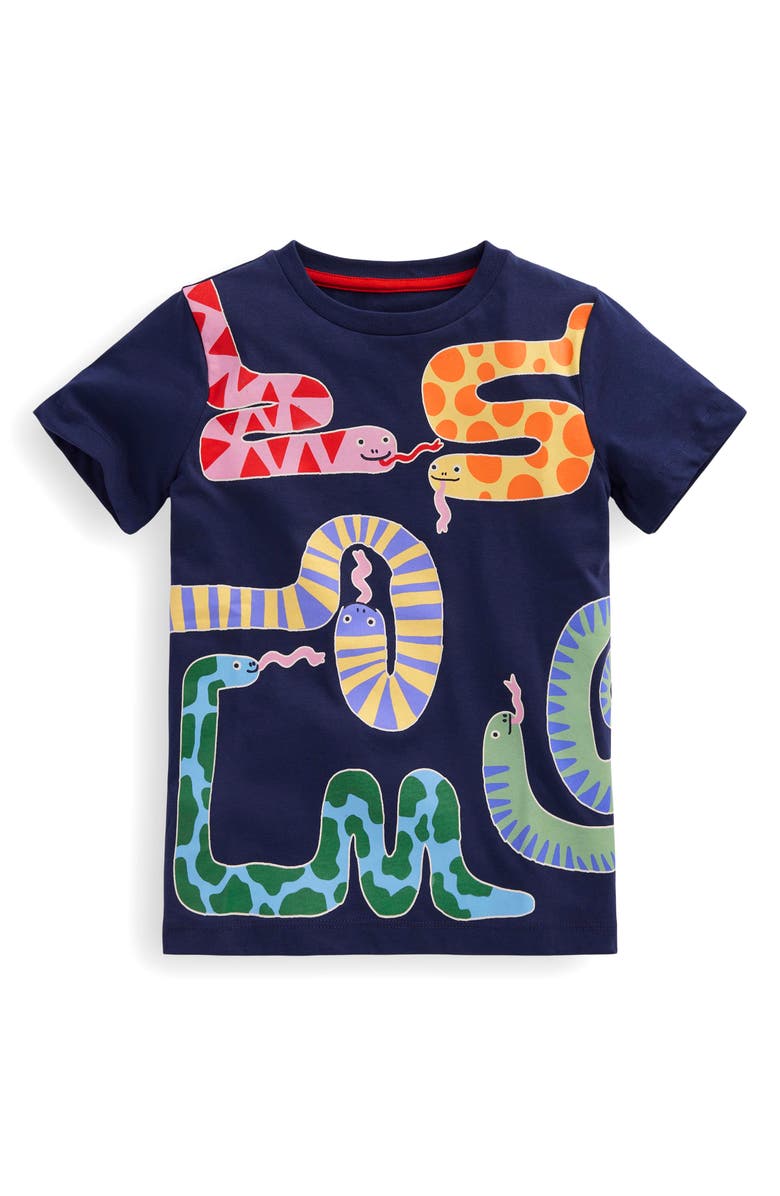 Mini Boden Kids' Snakes Glow in the Dark Cotton T-Shirt, Main, color,