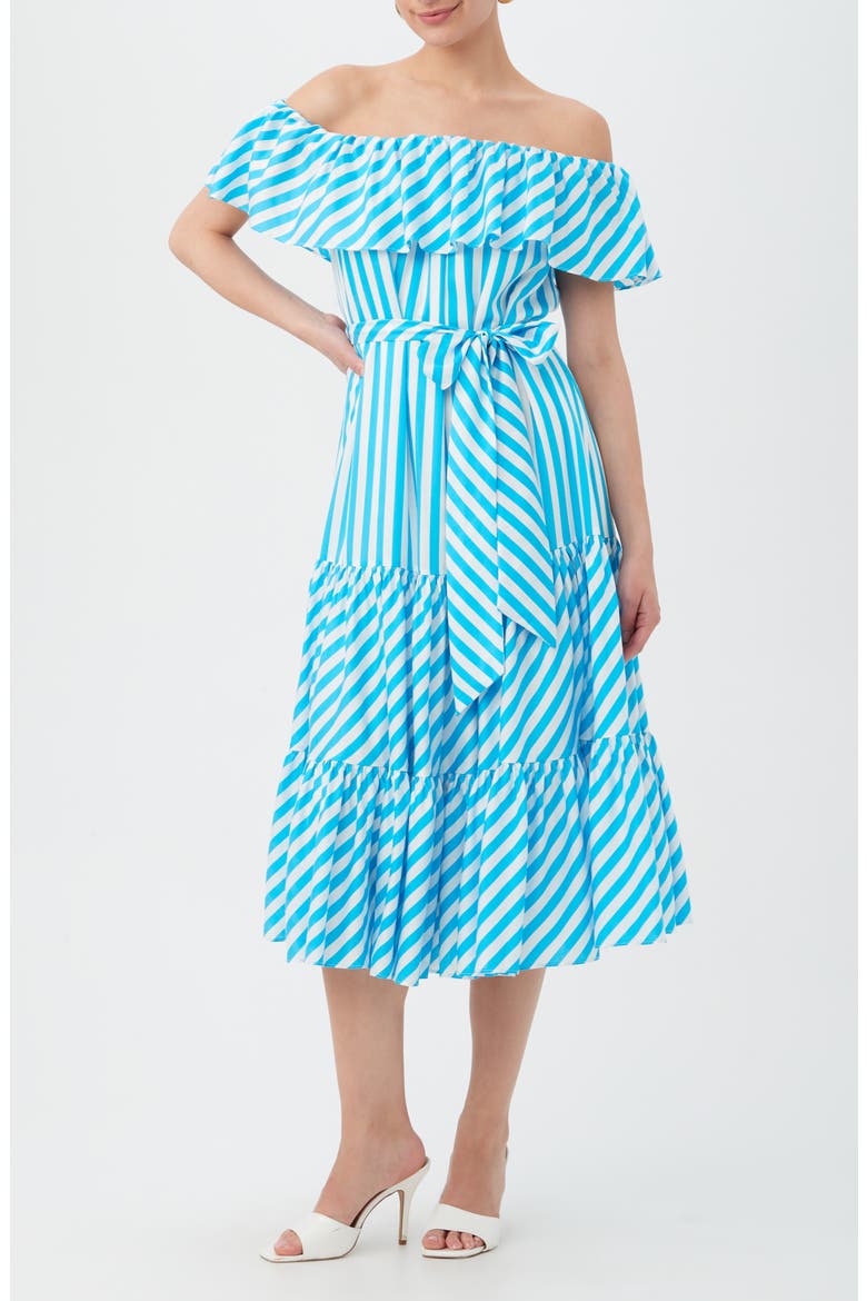 Salima 2 A-Line Midi Dress, Main, color, BLUE GROTTO/ WHITEWASH